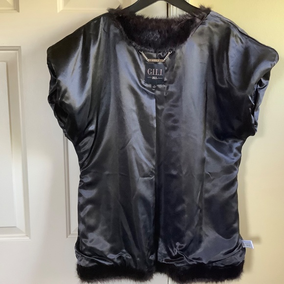 G.I.L.I. Faux Mink Short Sleeve Vest Coffee Bean SZ 14 - Picture 8 of 16